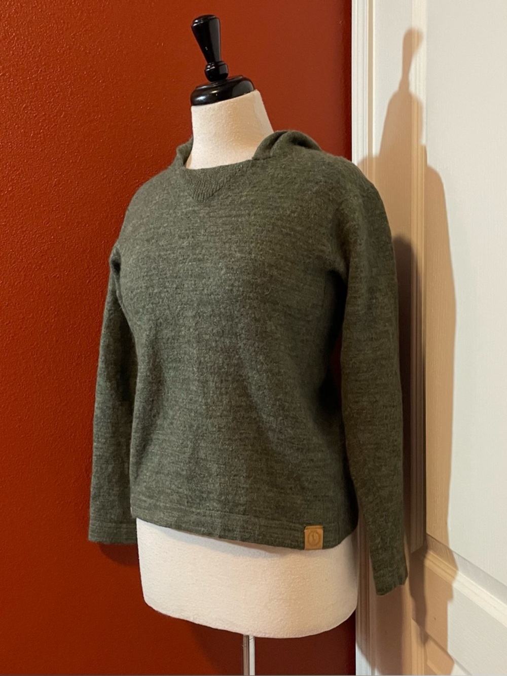 Paka Women’s The Hoodie Royal Alpaca Blend Knit Moss Green Handmade Sweatshirt